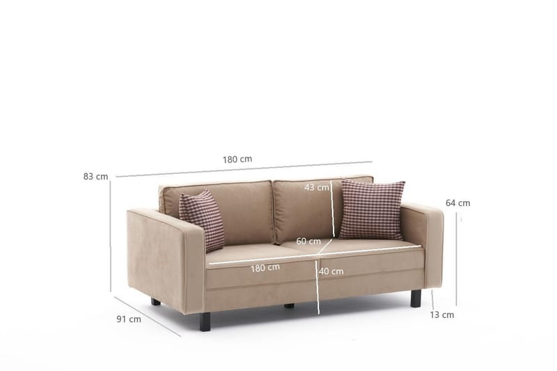 Sohva Vivianna 2:n ist - Beige - Huonekalut - Sohva - 2:n istuttava sohva