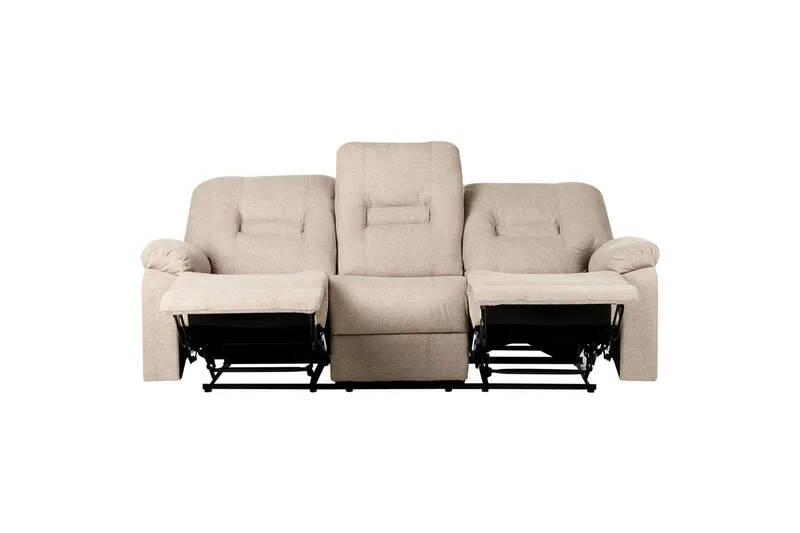 3-istuttava recliner-sohva, manuaalinen Bergen Beige, musta - Beige, musta - Huonekalut - Sohva - 3:n istuttava sohva