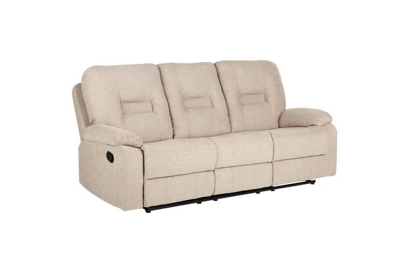 3-istuttava recliner-sohva, manuaalinen Bergen Beige, musta - Beige, musta - Huonekalut - Sohva - 3:n istuttava sohva