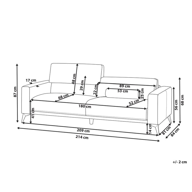 3-istuttava sohva Ange - Beige, musta/Polyesteri - Huonekalut - Sohva - 3:n istuttava sohva