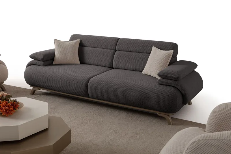 3-istuttava sohva Atelier Del Sofa Bonjo Silver (246 x 81 x 97 cm) Antrasiitti, Antrasiitti