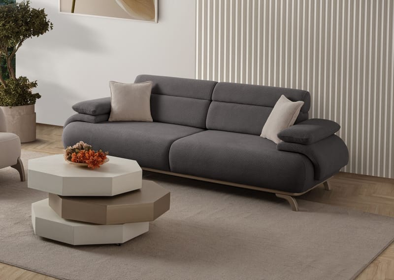 3-istuttava sohva Atelier Del Sofa Bonjo Silver (246 x 81 x 97 cm) Antrasiitti - Antrasiitti - Huonekalut - Sohva - 3:n istuttava sohva