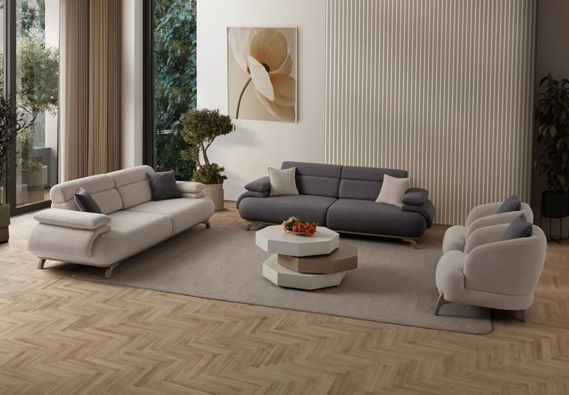 3-istuttava sohva Atelier Del Sofa Bonjo Silver (246 x 81 x 97 cm) Antrasiitti - Antrasiitti - Huonekalut - Sohva - 3:n istuttava sohva