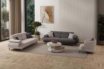 3-istuttava sohva Atelier Del Sofa Bonjo Silver (246 x 81 x 97 cm) Antrasiitti - Antrasiitti - Huonekalut - Sohva - 3:n istuttava sohva