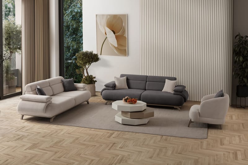 3-istuttava sohva Atelier Del Sofa Bonjo Silver (246 x 81 x 97 cm) Antrasiitti - Antrasiitti - Huonekalut - Sohva - 3:n istuttava sohva
