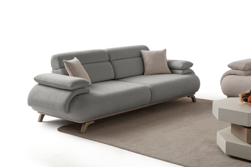 3-istuttava sohva Atelier Del Sofa Bonjo Silver (246 x 81 x 97 cm) Harmaa - Harmaa - Huonekalut - Sohva - 3:n istuttava sohva