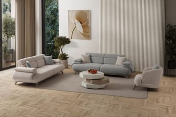 3-istuttava sohva Atelier Del Sofa Bonjo Silver (246 x 81 x 97 cm) Harmaa - Harmaa - Huonekalut - Sohva - 3:n istuttava sohva