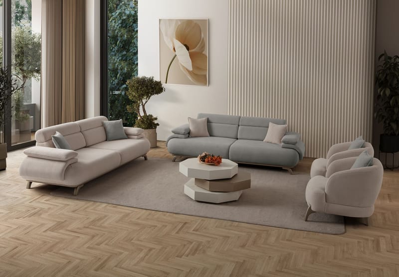 3-istuttava sohva Atelier Del Sofa Bonjo Silver (246 x 81 x 97 cm) Harmaa - Harmaa - Huonekalut - Sohva - 3:n istuttava sohva