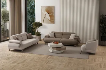 3-istuttava sohva Atelier Del Sofa Bonjo Silver (246 x 81 x 97 cm) Maa - Maa - Huonekalut - Sohva - 3:n istuttava sohva