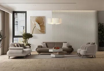 3-istuttava sohva Atelier Del Sofa Bonjo Silver (246 x 81 x 97 cm) Maa - Maa - Huonekalut - Sohva - 3:n istuttava sohva