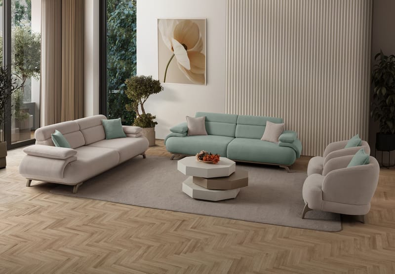 3-istuttava sohva Atelier Del Sofa Bonjo Silver (246 x 81 x 97 cm) Sea Green - Merivihreä - Huonekalut - Sohva - 3:n istuttava sohva