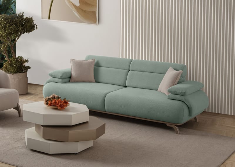 3-istuttava sohva Atelier Del Sofa Bonjo Silver (246 x 81 x 97 cm) Sea Green - Merivihreä - Huonekalut - Sohva - 3:n istuttava sohva