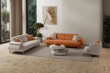 3-istuttava sohva Atelier Del Sofa Bonjo Silver (246 x 81 x 97 cm) Tile Red - Tiilenpunainen - Huonekalut - Sohva - 3:n istuttava sohva