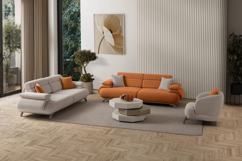3-istuttava sohva Atelier Del Sofa Bonjo Silver (246 x 81 x 97 cm) Tile Red - Tiilenpunainen - Huonekalut - Sohva - 3:n istuttava sohva