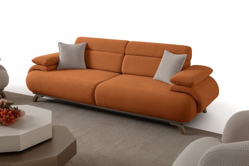 3-istuttava sohva Atelier Del Sofa Bonjo Silver (246 x 81 x 97 cm) Tile Red - Tiilenpunainen - Huonekalut - Sohva - 3:n istuttava sohva