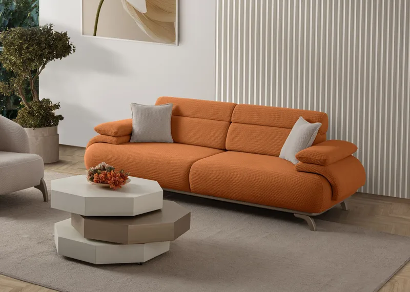 3-istuttava sohva Atelier Del Sofa Bonjo Silver (246 x 81 x 97 cm) Tile Red - Tiilenpunainen - Huonekalut - Sohva - 3:n istuttava sohva