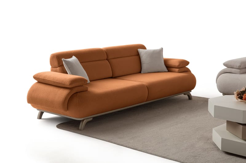 3-istuttava sohva Atelier Del Sofa Bonjo Silver (246 x 81 x 97 cm) Tile Red - Tiilenpunainen - Huonekalut - Sohva - 3:n istuttava sohva