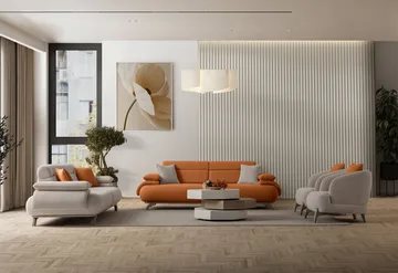 3-istuttava sohva Atelier Del Sofa Bonjo Silver (246 x 81 x 97 cm) Tile Red - Tiilenpunainen - Huonekalut - Sohva - 3:n istuttava sohva