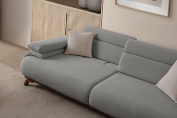 3-istuttava sohva Atelier Del Sofa Bonjo Walnut (246 x 81 x 97 cm) Harmaa - Harmaa - Huonekalut - Sohva - 3:n istuttava sohva