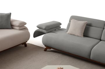3-istuttava sohva Atelier Del Sofa Bonjo Walnut (246 x 81 x 97 cm) Harmaa - Harmaa - Huonekalut - Sohva - 3:n istuttava sohva