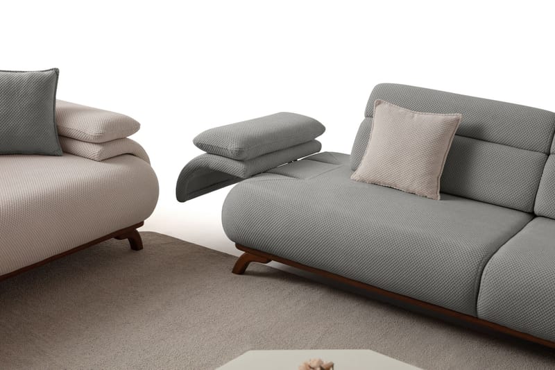 3-istuttava sohva Atelier Del Sofa Bonjo Walnut (246 x 81 x 97 cm) Harmaa - Harmaa - Huonekalut - Sohva - 3:n istuttava sohva