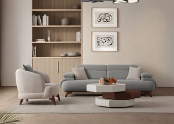 3-istuttava sohva Atelier Del Sofa Bonjo Walnut (246 x 81 x 97 cm) Harmaa - Harmaa - Huonekalut - Sohva - 3:n istuttava sohva