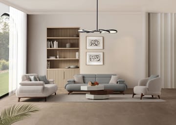 3-istuttava sohva Atelier Del Sofa Bonjo Walnut (246 x 81 x 97 cm) Harmaa - Harmaa - Huonekalut - Sohva - 3:n istuttava sohva