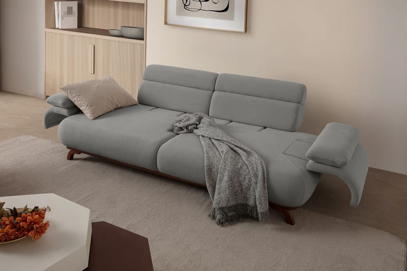 3-istuttava sohva Atelier Del Sofa Bonjo Walnut (246 x 81 x 97 cm) Harmaa - Harmaa - Huonekalut - Sohva - 3:n istuttava sohva