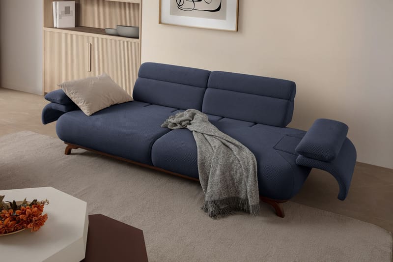 3-istuttava sohva Atelier Del Sofa Bonjo Walnut (246 x 81 x 97 cm) Laivastonsininen - Laivastonsininen - Huonekalut - Sohva - 3:n istuttava sohva