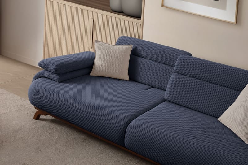 3-istuttava sohva Atelier Del Sofa Bonjo Walnut (246 x 81 x 97 cm) Laivastonsininen - Laivastonsininen - Huonekalut - Sohva - 3:n istuttava sohva