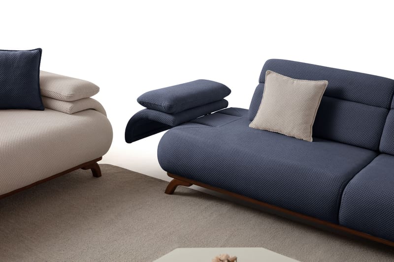 3-istuttava sohva Atelier Del Sofa Bonjo Walnut (246 x 81 x 97 cm) Laivastonsininen - Laivastonsininen - Huonekalut - Sohva - 3:n istuttava sohva