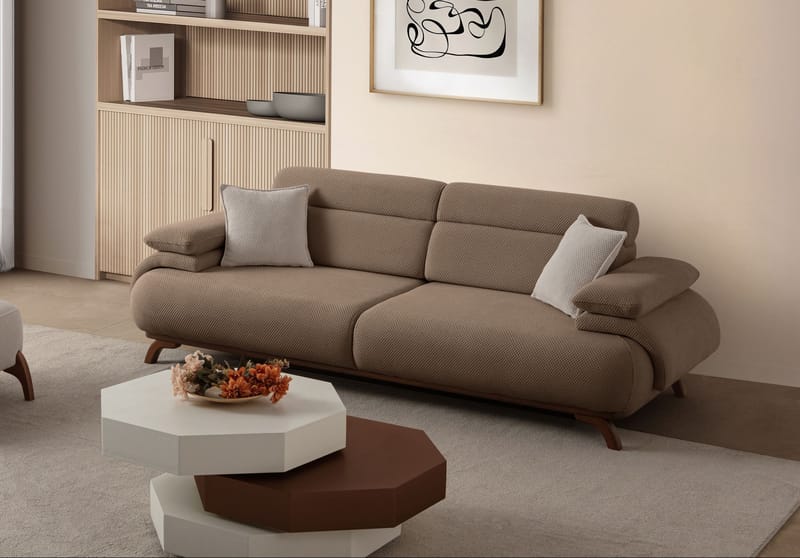 3-istuttava sohva Atelier Del Sofa Bonjo Walnut (246 x 81 x 97 cm) Latte - Latte - Huonekalut - Sohva - 3:n istuttava sohva