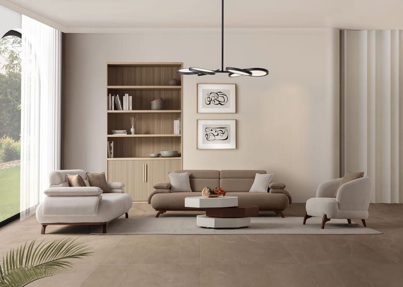 3-istuttava sohva Atelier Del Sofa Bonjo Walnut (246 x 81 x 97 cm) Latte - Latte - Huonekalut - Sohva - 3:n istuttava sohva