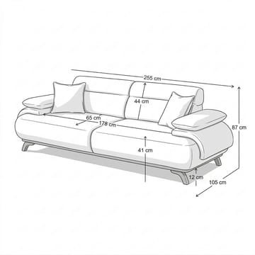 3-istuttava sohva Atelier Del Sofa Bonjo Walnut (246 x 81 x 97 cm) Latte - Latte - Huonekalut - Sohva - 3:n istuttava sohva