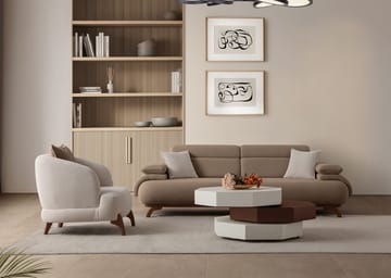 3-istuttava sohva Atelier Del Sofa Bonjo Walnut (246 x 81 x 97 cm) Latte - Latte - Huonekalut - Sohva - 3:n istuttava sohva
