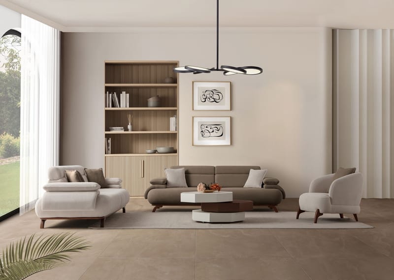 3-istuttava sohva Atelier Del Sofa Bonjo Walnut (246 x 81 x 97 cm) Maa - Maa - Huonekalut - Sohva - 3:n istuttava sohva