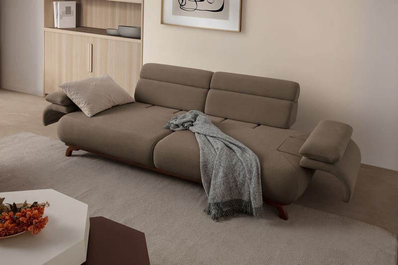 3-istuttava sohva Atelier Del Sofa Bonjo Walnut (246 x 81 x 97 cm) Maa - Maa - Huonekalut - Sohva - 3:n istuttava sohva