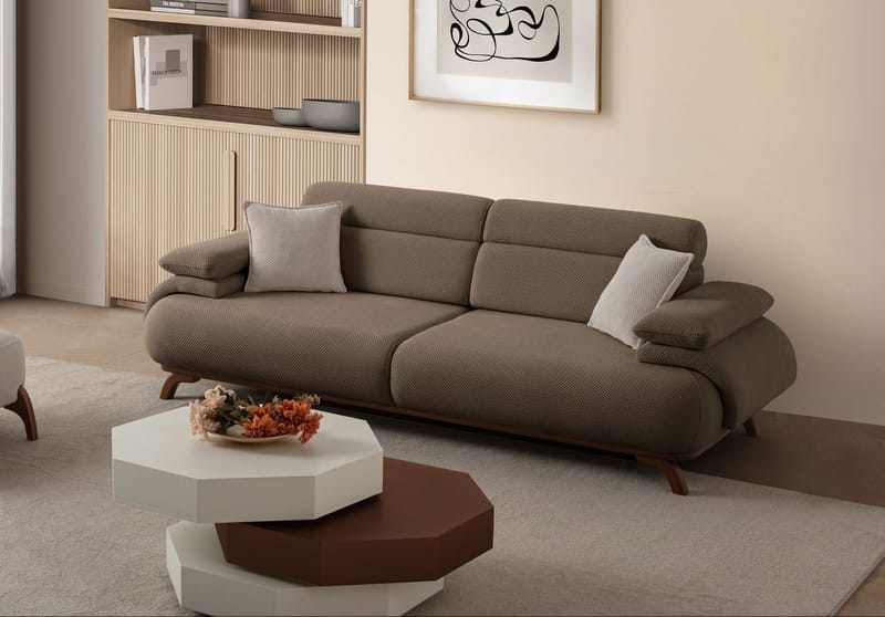 3-istuttava sohva Atelier Del Sofa Bonjo Walnut (246 x 81 x 97 cm) Maa - Maa - Huonekalut - Sohva - 3:n istuttava sohva