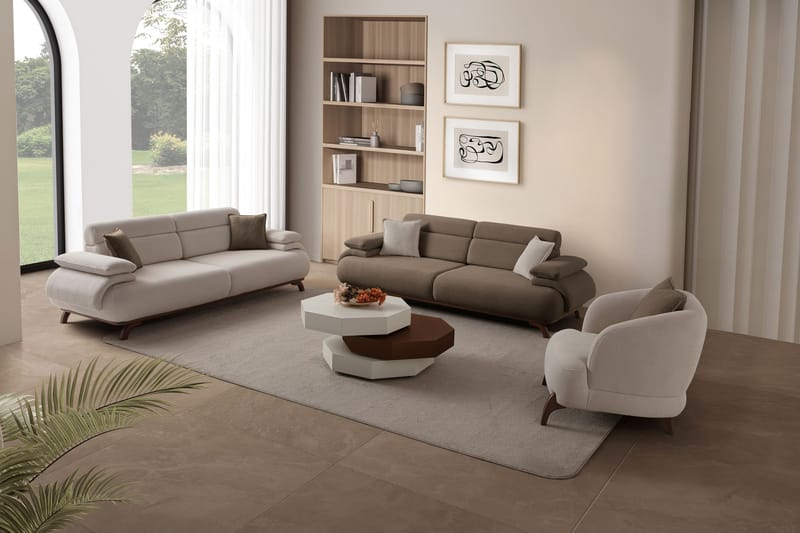 3-istuttava sohva Atelier Del Sofa Bonjo Walnut (246 x 81 x 97 cm) Maa - Maa - Huonekalut - Sohva - 3:n istuttava sohva