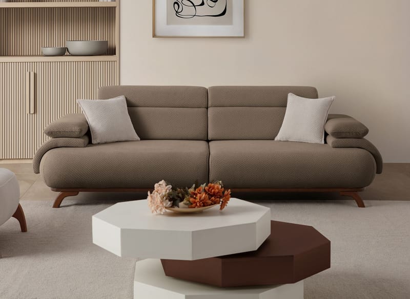 3-istuttava sohva Atelier Del Sofa Bonjo Walnut (246 x 81 x 97 cm) Maa - Maa - Huonekalut - Sohva - 3:n istuttava sohva