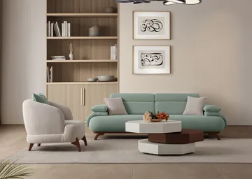 3-istuttava sohva Atelier Del Sofa Bonjo Walnut (246 x 81 x 97 cm) Sea Green - Merivihreä - Huonekalut - Sohva - 3:n istuttava sohva