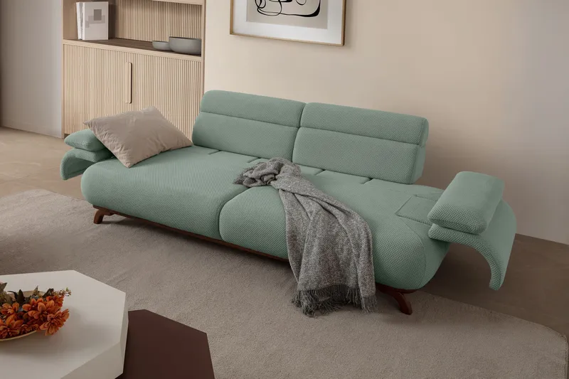 3-istuttava sohva Atelier Del Sofa Bonjo Walnut (246 x 81 x 97 cm) Sea Green - Merivihreä - Huonekalut - Sohva - 3:n istuttava sohva