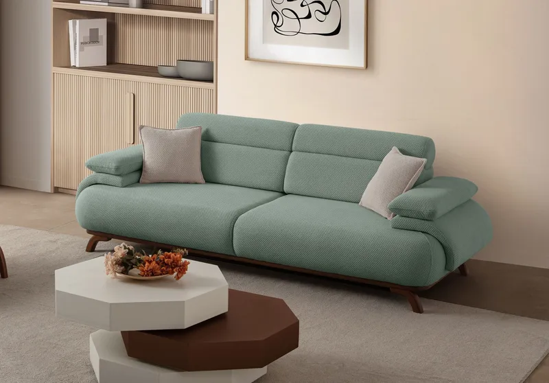 3-istuttava sohva Atelier Del Sofa Bonjo Walnut (246 x 81 x 97 cm) Sea Green - Merivihreä - Huonekalut - Sohva - 3:n istuttava sohva