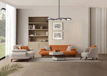 3-istuttava sohva Atelier Del Sofa Bonjo Walnut (246 x 81 x 97 cm) Tile Red - Tiilenpunainen - Huonekalut - Sohva - 3:n istuttava sohva