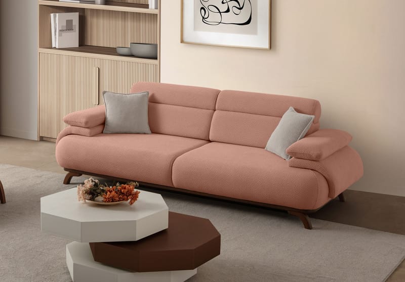 3-istuttava sohva Atelier Del Sofa Bonjo Walnut (246 x 81 x 97 cm) Puuteri - Puuteri - Huonekalut - Sohva - 3:n istuttava sohva