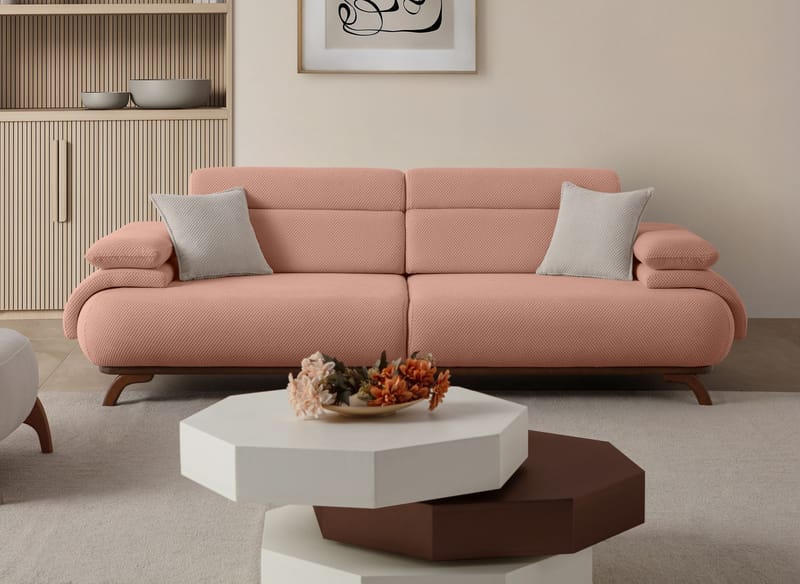 3-istuttava sohva Atelier Del Sofa Bonjo Walnut (246 x 81 x 97 cm) Puuteri - Puuteri - Huonekalut - Sohva - 3:n istuttava sohva