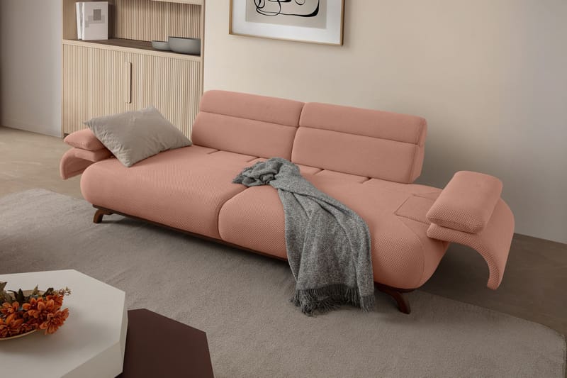 3-istuttava sohva Atelier Del Sofa Bonjo Walnut (246 x 81 x 97 cm) Puuteri - Puuteri - Huonekalut - Sohva - 3:n istuttava sohva