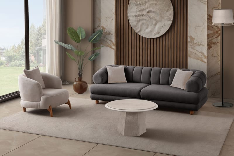 3-istuttava sohva Atelier Del Sofa Gloria (240 x 80 x 95 cm) Antrasiitti - Antrasiitti - Huonekalut - Sohva - 3:n istuttava sohva