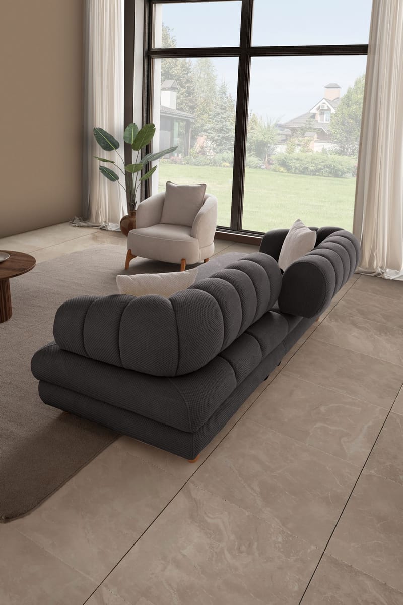 3-istuttava sohva Atelier Del Sofa Gloria (240 x 80 x 95 cm) Antrasiitti - Antrasiitti - Huonekalut - Sohva - 3:n istuttava sohva