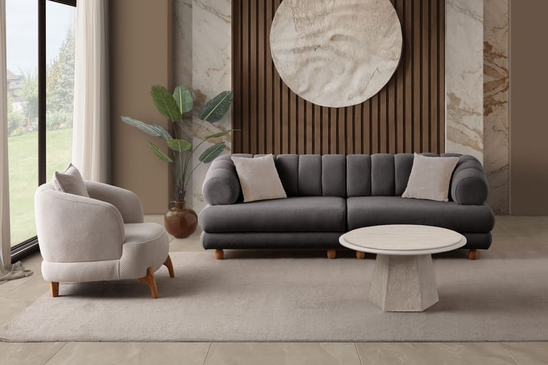 3-istuttava sohva Atelier Del Sofa Gloria (240 x 80 x 95 cm) Antrasiitti - Antrasiitti - Huonekalut - Sohva - 3:n istuttava sohva